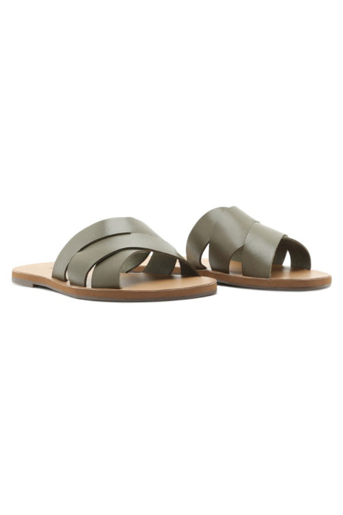 Flat Wave Army Green Slide ACC Shoes - Slides, Sandals Anacapri   