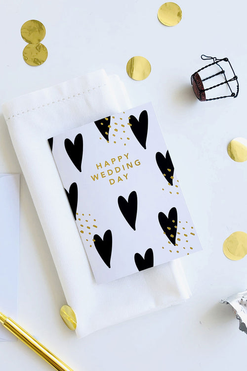 Wedding Black Hearts Gift Card HW Stationery - Journal, Notebook, Planner Elm Paper   