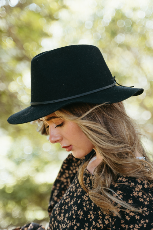 Black wool felt hat sales