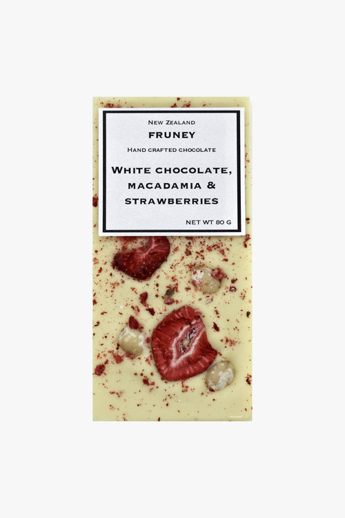 White Chocolate Macadamia + Strawberries 80g HW Food & Drink Fruney   