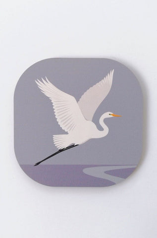 Hansby Design White Heron Grey Coaster