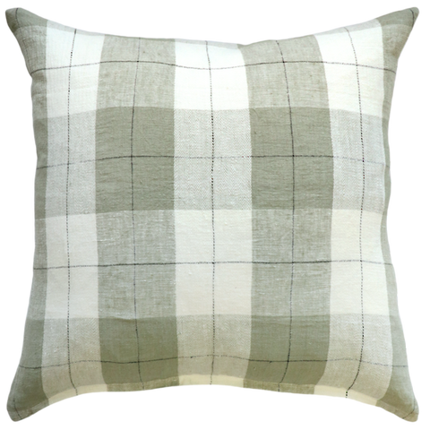 Willis Sage Feather Filled 100% Linen Cushion 50x50cm HW Cushions Mulberi   