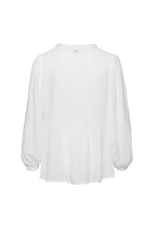 Wondrous Ivory Texture LS Puff Sleeve Tiered Blouse WW Top Among the Brave   