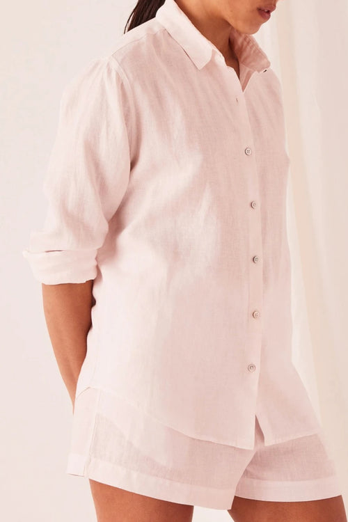 Xander Pink Dew Linen Shirt WW Top Assembly Label   