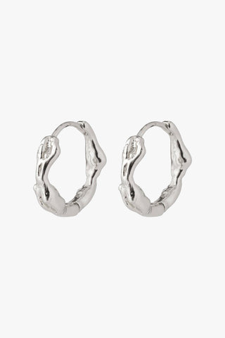 Zion Textured Silver Huggie Hoop Earrings