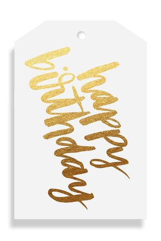 Happy Birthday Gold Gift Tag HW Stationery - Journal, Notebook, Planner Elm Paper   