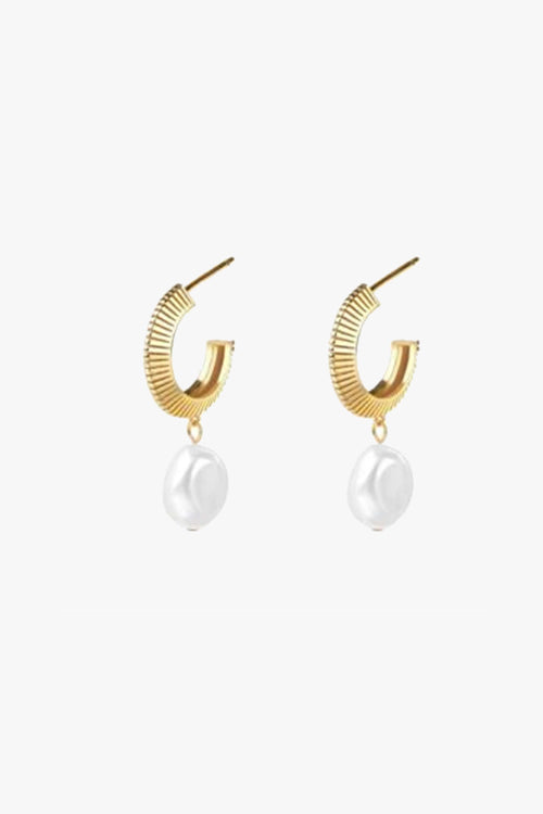 Aada Pearl Gold Hoop Earrings ACC Jewellery Silver Linings   