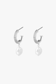 Aada Pearl Silver Hoop Earrings