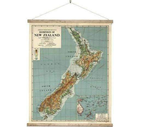 NZ Dominion Map Wall Chart Medium 600mm Wide HW Art - Wall Decor, Clock, Wall Mirror 100% NZ   