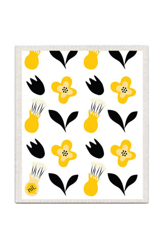 Eco Yellow Flower Dishcloth HW Linen - Teatowel, Table, Bedding, Towel Nil   