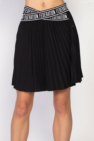 Teagan Logo Elastic Black Pleated Mini Skirt WW Skirt Federation   