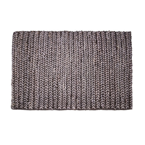 Jute Grey Thick Tail Woven Door Mat 60x90cm HW Rugs Garcia Home   