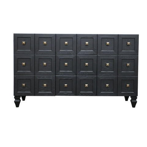 Fifth Ave Black Sideboard with Gold Handles HW Furniture - Chair, Table, Floor Mirror, Shelf Le Forge   