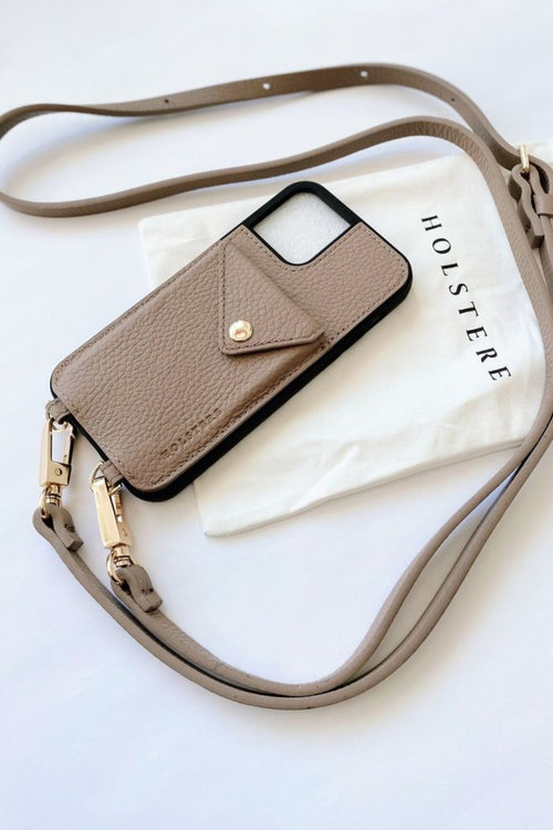 Manhattan Taupe Pebbled Leather IPhone Crossbody Case ACC Bags - Wallets+Straps Cosmetic Laptop Ph cases Holstere   