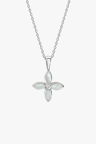 Mother of Pearl Clover Sterling Silver Necklace
