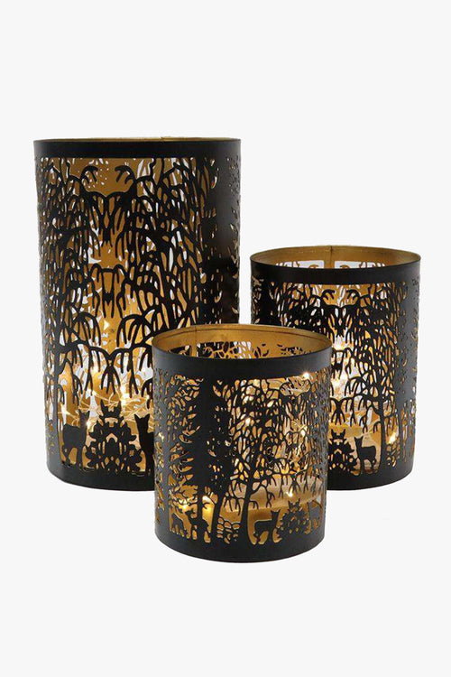 Lantern Forest Large Black Gold HW Christmas Le Forge   