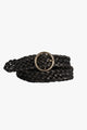Catrina Black Braided Leather with Gold Circle Buckle Belt
