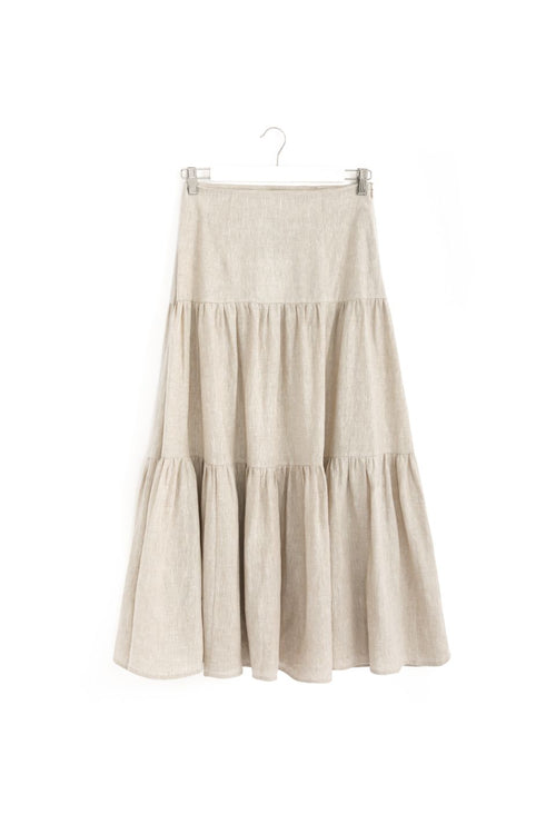 Blazing Sand Tiered Linen Midi Skirt WW Skirt Among the Brave   