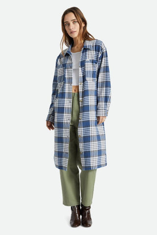 Ashby Duster Navy Check Cotton Shacket