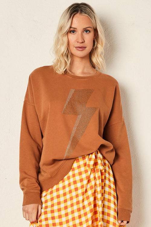 The Slouchy Camel Sweat with Lightning Bolt WW Sweatshirt The Others   