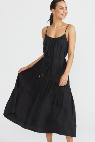 Studio Black Cupro Strappy Midi Dress WW Dress Staple The Label   