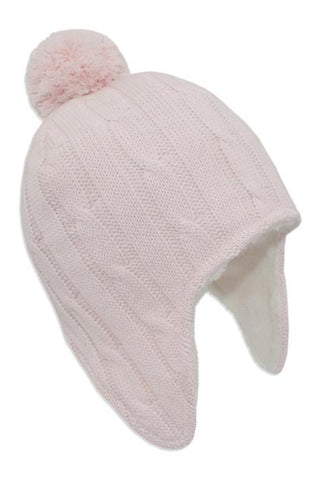 Cable Knit Sherpa Beanie Pink HW Kids Living Textiles   