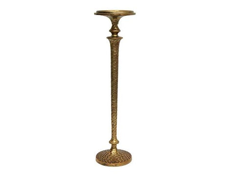 Hammered Brass Pillar Medium Candlestick HW Decor - Bookend, Hook, Urn, Vase, Sculpture French Country   