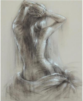 Sultry 2 Charcoal Woman Sketch on Linen with White Paint Detailing 80x100cm HW Art - Wall Decor, Clock, Wall Mirror Start With Art   