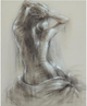 Sultry 2 Charcoal Woman Sketch on Linen with White Paint Detailing 80x100cm