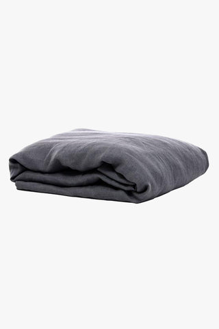 Belgian Washed Linen Charcoal King Fitted Sheet HW Linen - Teatowel, Table, Bedding, Towel George Street Linen   