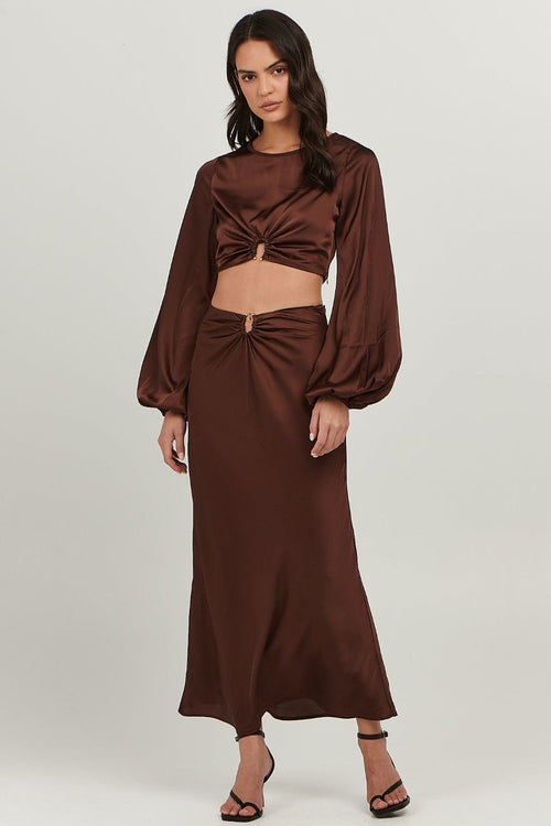 Layla Chocolate Ring LS Crop Top WW Top Charlie Holiday   
