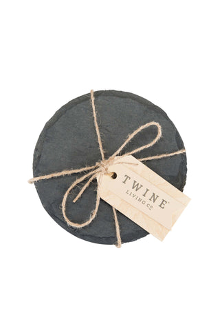 Circle Slate Coasters Set of 4 HW Serveware - Plate, Bowl, Servers, Dish, Platter Twine Living   