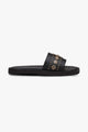 Cleo Black Leather Slide with Gold Charms
