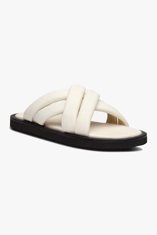 Coast Off White Leather Crossover Slide ACC Shoes - Slides, Sandals Sol Sana   