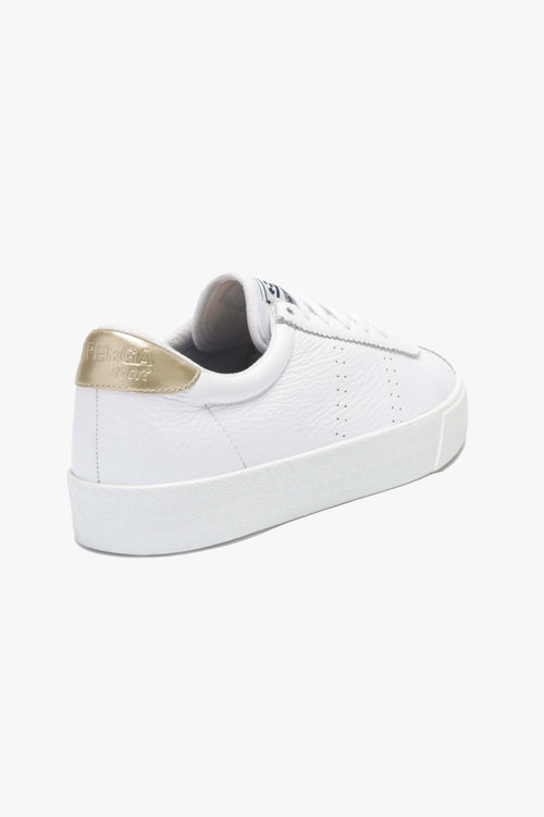 2843 Clubs Comflea White with Gold Trim Leather Sneaker ACC Shoes - Sneakers Superga   