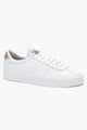 2843 Clubs Comflea White with Gold Trim Leather Sneaker