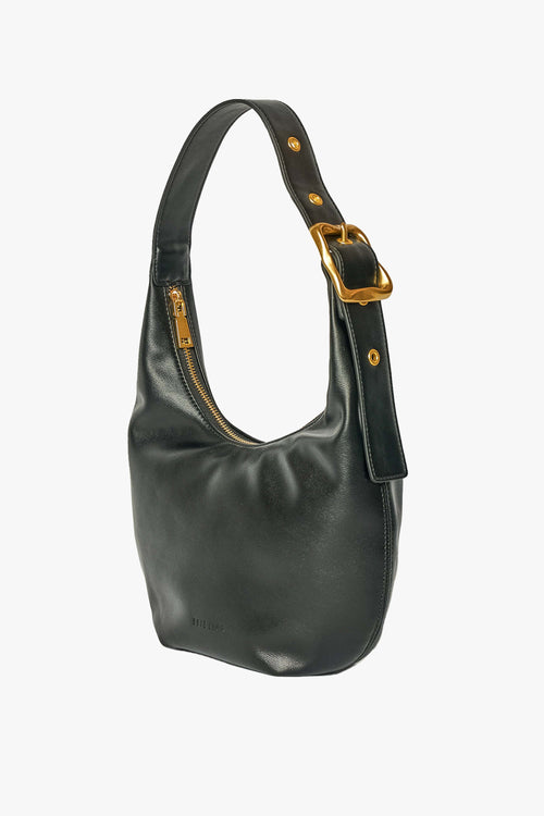 Small Croissant Black Gold Buckle Recycled PU Shoulder Bag ACC Bags - All, incl Phone Bags Brie Leon   