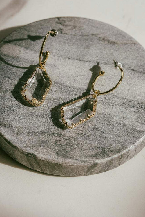 Hoop and Crystal Earrings Gold ACC Jewellery Lindi Kingi   