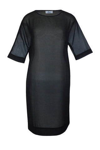 Christy Mid Sleeve Sheer Black Shift Dress WW Dress Dom   