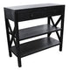 Wanaka Black Wooden Console Table with Two Shelves + Draws