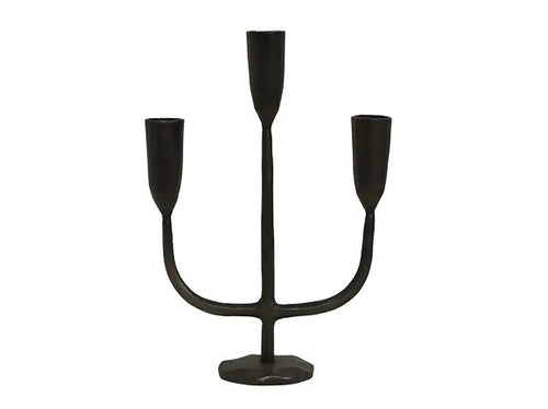 Dax3 Light Black Candlestand 18cmLx6.5cmWx25cmH HW Decor - Bookend, Hook, Urn, Vase, Sculpture French Country   