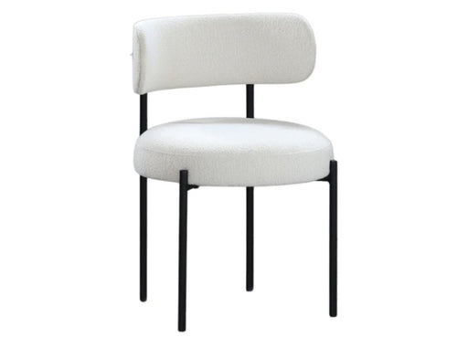 Boucle White Dining Chair HW Furniture - Chair, Table, Floor Mirror, Shelf Home Lab   