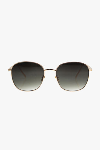 Double Fantasy Two Metal Frame Large Thin Gold With Smoke Lens Sunglasses