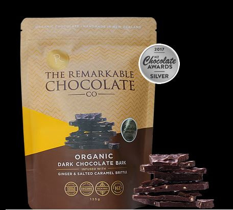 Organic Chocolate Bark Ginger + Caramel 135g HW FOOD - Confectionary, Beverages Remarkable Chocolate   