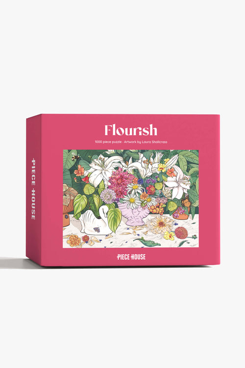 Flourish Pink Puzzle 1000 piece by Laura Shallcrass HW Games - Puzzle, Cards Piece House   