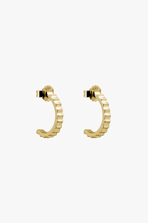 Ribbed 18k Gold Hoop Earrings ACC Jewellery Murkani   