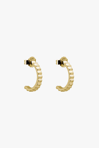 Ribbed 18k Gold Hoop Earrings