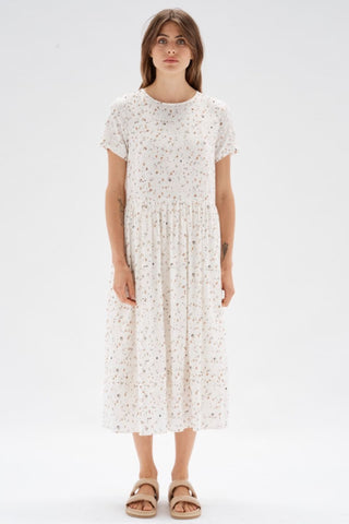 Terrazzo Multi Spot White SS Midi Dress WW Dress Staple The Label   