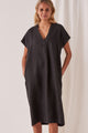 Freya Linen Black SS Dress