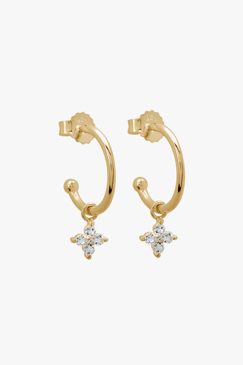 Clover Diamante 18k Gold Plated Hoop Earrings ACC Jewellery Murkani   
